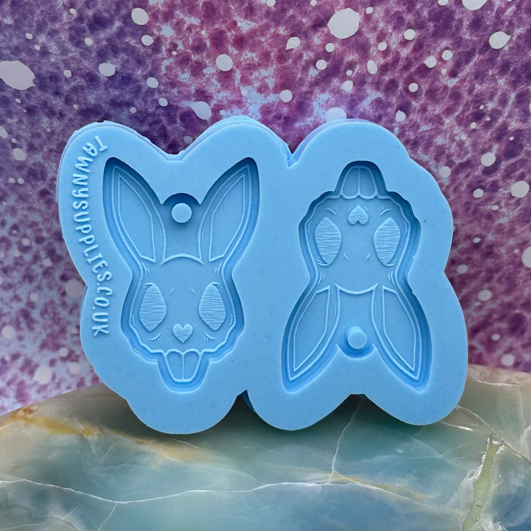 Skull Bunny Earring Mould, 3mm Thick