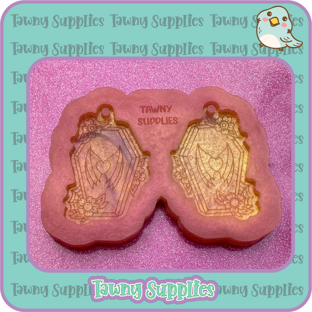 Bat Wing Coffin Earring Mould, 3mm Thick