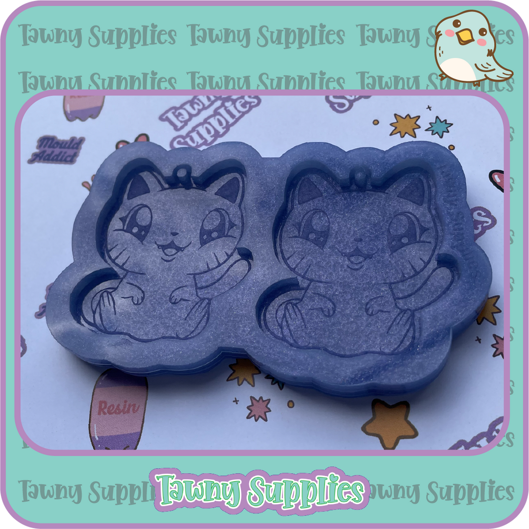 Cute Cat Earring Mould, 3mm Thick