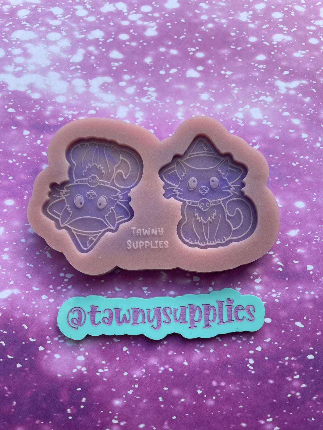 Cute Witchy Cat Earring Mould, 3mm Thick