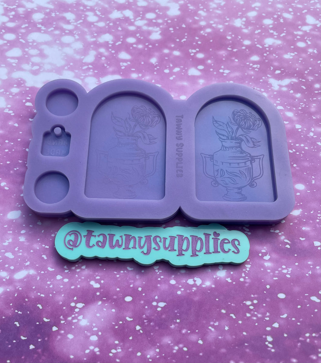 Floral Vase Earring Mould, 3mm Thick