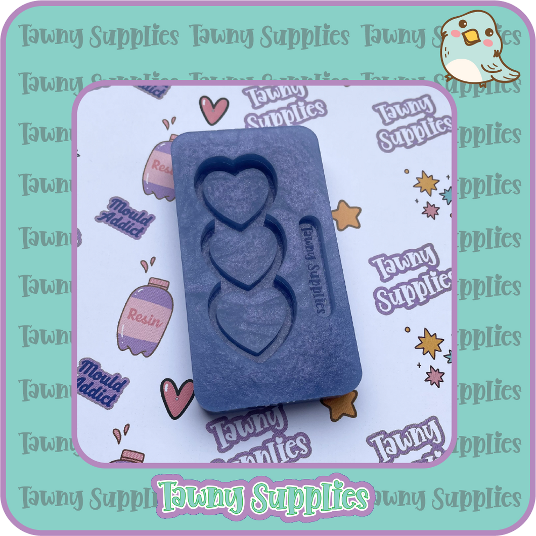 Triple Heart Shaker Clip Mould, 6mm Thick