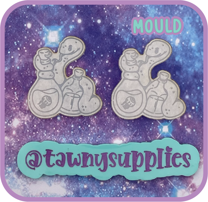 Potion Snakes Earring/ Cab Mould, 3mm Thick
