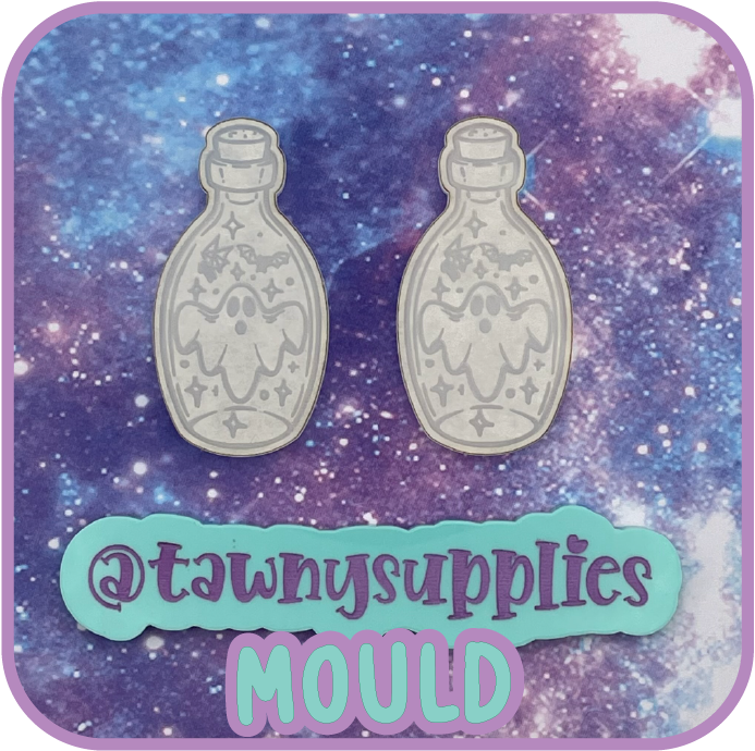 Ghost Bottle Earring/ Cab Mould, 3mm Thick
