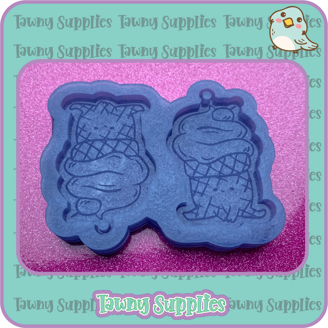 Ice Cream Character Earring Mould, 3mm Thick